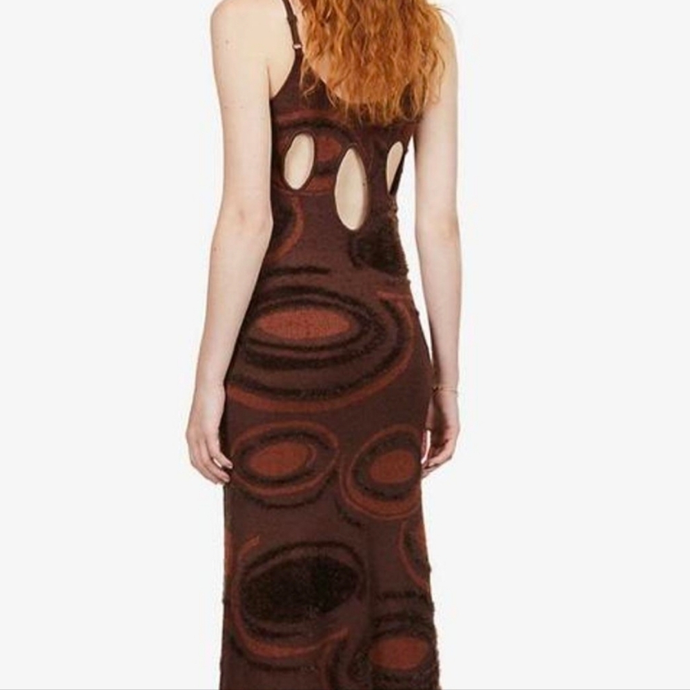 House of Sunny Hockney Midi Dress in Brown Goth Datk Romance Art To Wear